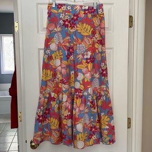 Talbots Tropical Floral Maxi Skirt Elastic Waist Size large